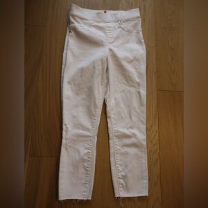 Spanx White Distressed Skinny Ankle Jeans